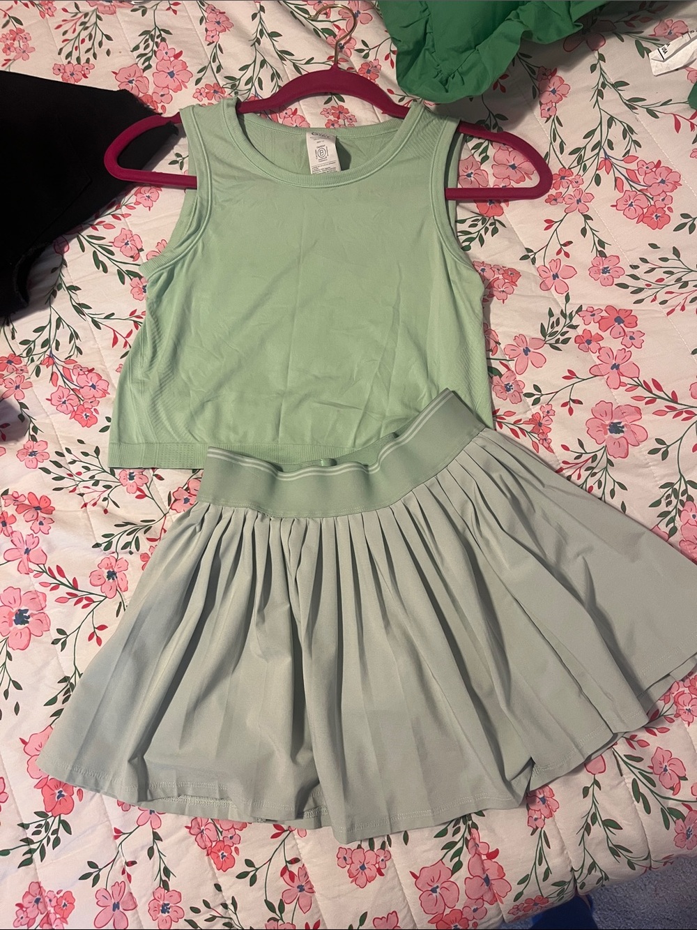 Athleta Girl Light Green Tank Top & Skirt Set